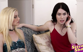 Three Petite Teens Charlotte Stokely,Jillian Janson & Evelyn Claire Get Naughty In The Living Room