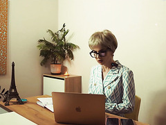 MILF Boss Wants Subordinate To Lick Her Shaved Pussy In The Office