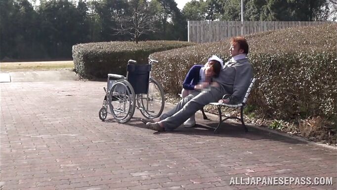 Japanese Nurse Fucks This Old Geezer In The Park