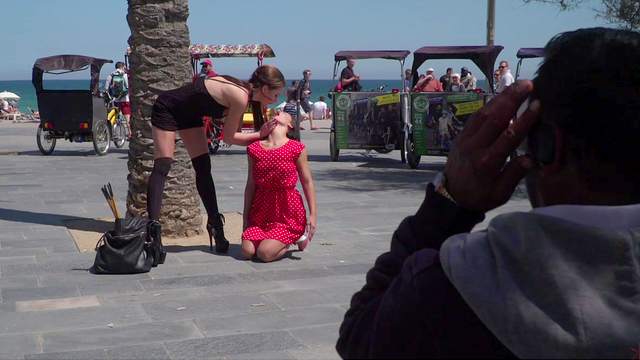 Slaved Girl Walks Naked In Public Places For Her Master Delight