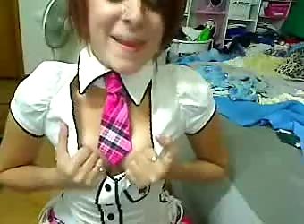 Redheaded Punk Chick Talking On Webcam