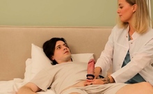 Hot Nurse Lets Patient Jism Inwards Her Taut Labia