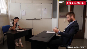 Slutty School Girl Enjoys Double Penetration From Naughty Teachers   Letsdoeit