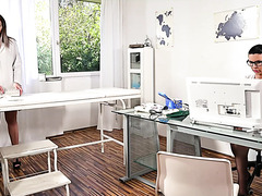 Nurse Fucked Patient With Strapon And They Got Group Fuck In Tight Anal And Shaved Pussies