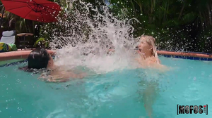 Poolside Bikini Babes Making Love Outdoors