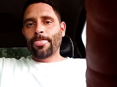 Uncut Bearded Dad Jerks Off His Cock In The Car