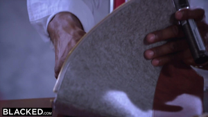 Sexy Blonde In A Red Dress Is Double Teamed In The Office