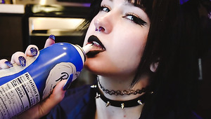 Goth Baddie Enjoys His Dick And Her Pussy With A Bit Of Whipped Cream