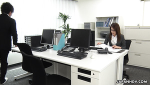 Too Tired Of Office Work Japanese Lady Mao Saitou Plays With Her Shaved Pussy