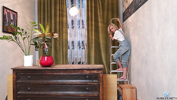 Auburn Skinny Chick Monica Gold Flashes Tits And Ass During Her Kinky Solo