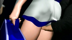 Cute Rubs Clit Of A Hot 3d Girl In A Public Place