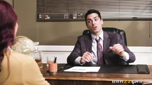 Tatooed MILF Blows Huge Dick With Dangling Ball Sack In The Office