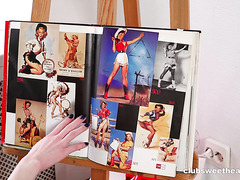 Russian Redhead Painter Stripteasing And Masturbating Solo