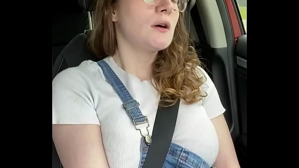 Busty Nerdy Hottie Masturbates In The Car