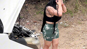 Chubby Latina Pays For Car Repair With Her Hole!   Outdoor Porn