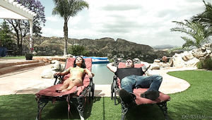 Relaxing On Deck Chair Asian Sweetie Saya Song Wanna Have Good Outdoor Fuck