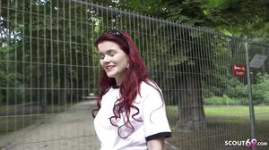 GERMAN SCOUT   Redhead Football Fan Mia May Pickup For Public Anal Fuck At Public Viewing