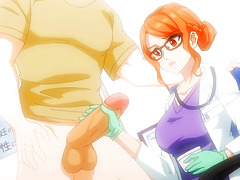Uncensored Hentai: Sexy Busty Redhead Doctor Milks Her Patient’s Dick To Get Some Cum For Herself